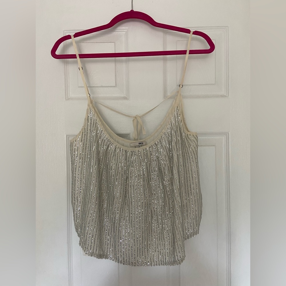 Amuse Society sequinned tie back tank top. Size M